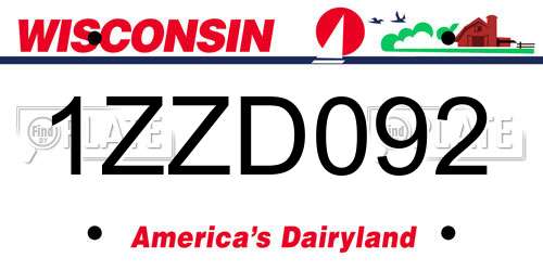 1ZZD092 Wisconsin License Plate
