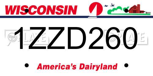 1ZZD260 Wisconsin License Plate