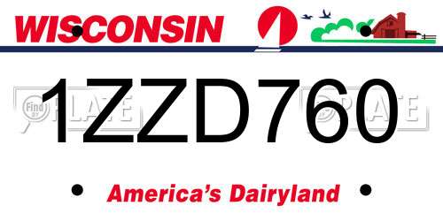 1ZZD760 Wisconsin License Plate