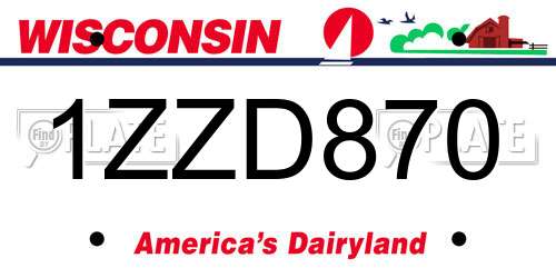 1ZZD870 Wisconsin License Plate