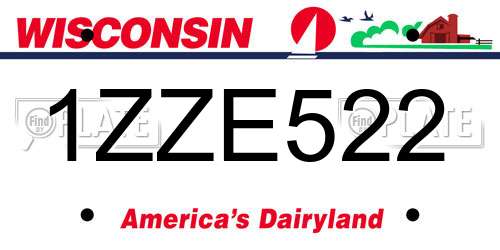 1ZZE522 Wisconsin License Plate