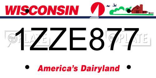 1ZZE877 Wisconsin License Plate