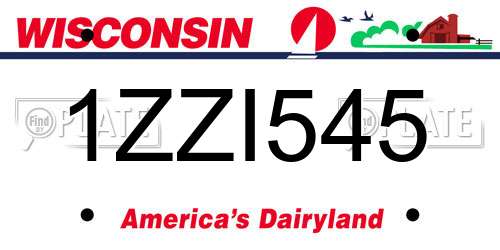 1ZZI545 Wisconsin License Plate