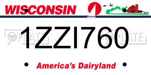 1ZZI760 Wisconsin License Plate