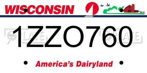 1ZZO760 Wisconsin License Plate