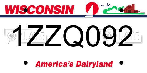 1ZZQ092 Wisconsin License Plate