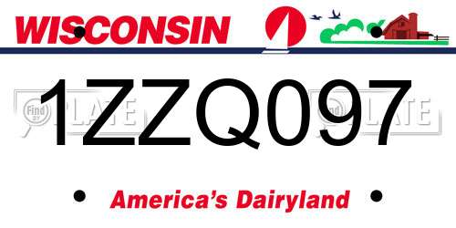 1ZZQ097 Wisconsin License Plate