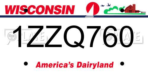 1ZZQ760 Wisconsin License Plate