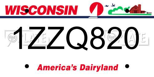1ZZQ820 Wisconsin License Plate