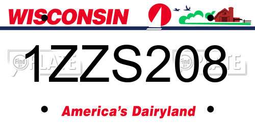 1ZZS208 Wisconsin License Plate