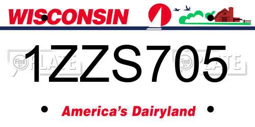 1ZZS705 Wisconsin License Plate