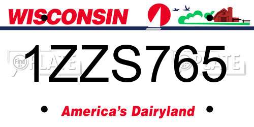 1ZZS765 Wisconsin License Plate