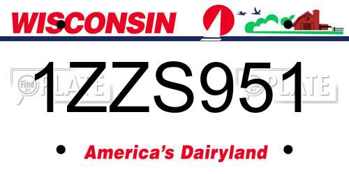1ZZS951 Wisconsin License Plate