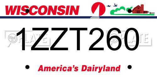 1ZZT260 Wisconsin License Plate