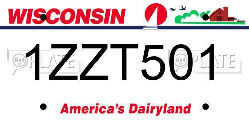 1ZZT501 Wisconsin License Plate