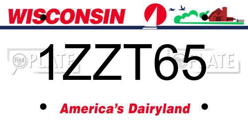 1ZZT65 Wisconsin License Plate