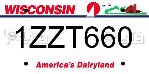 1ZZT660 Wisconsin License Plate