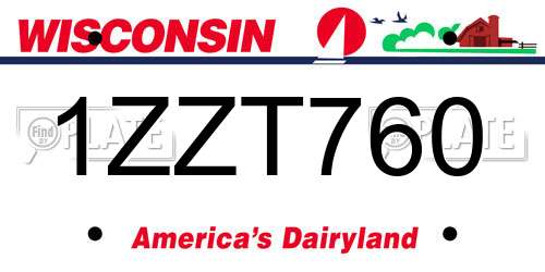 1ZZT760 Wisconsin License Plate