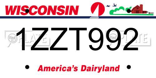 1ZZT992 Wisconsin License Plate