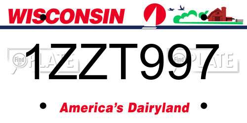 1ZZT997 Wisconsin License Plate