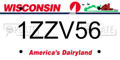 1ZZV56 Wisconsin License Plate
