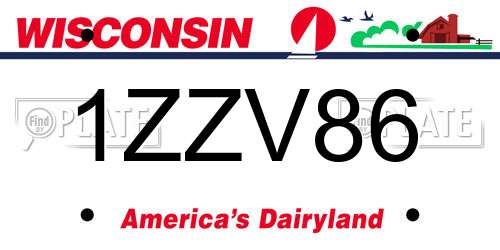 1ZZV86 Wisconsin License Plate
