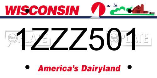 1ZZZ501 Wisconsin License Plate