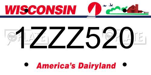 1ZZZ520 Wisconsin License Plate