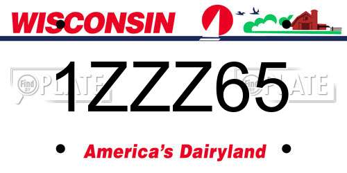 1ZZZ65 Wisconsin License Plate