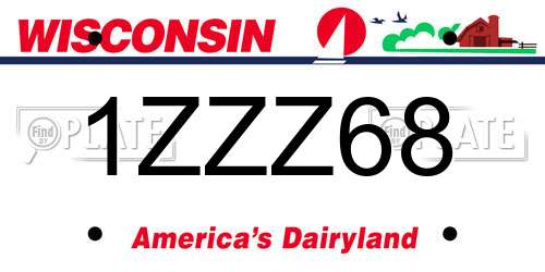 1ZZZ68 Wisconsin License Plate