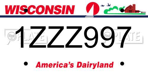 1ZZZ997 Wisconsin License Plate