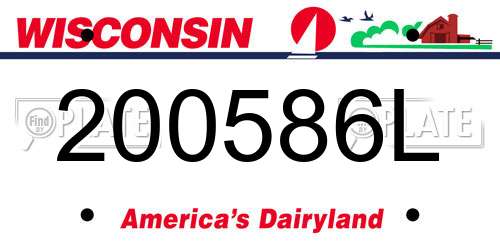 200586L Wisconsin License Plate