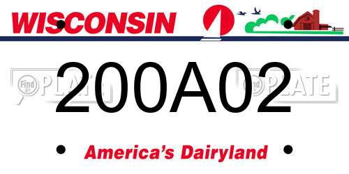 200A02 Wisconsin License Plate