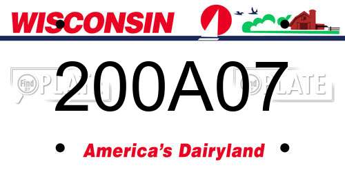 200A07 Wisconsin License Plate