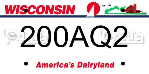 200AQ2 Wisconsin License Plate