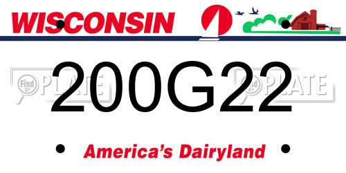 200G22 Wisconsin License Plate