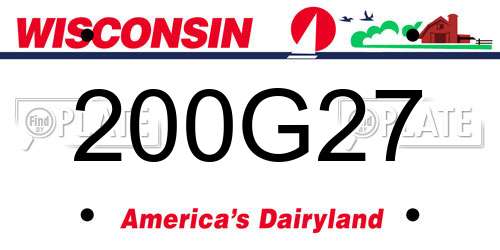200G27 Wisconsin License Plate