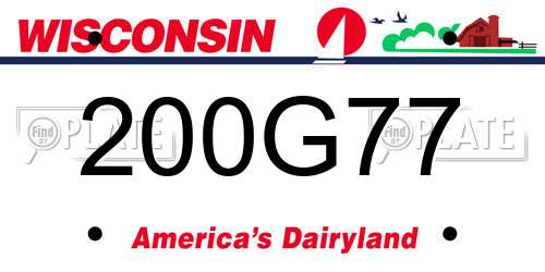 200G77 Wisconsin License Plate