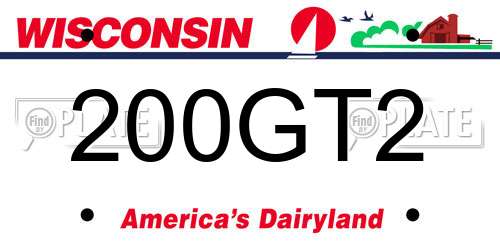 200GT2 Wisconsin License Plate