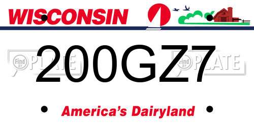 200GZ7 Wisconsin License Plate
