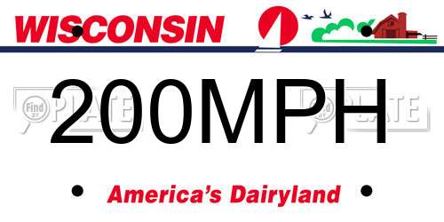 200MPH Wisconsin License Plate