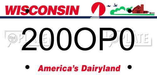 200OP0 Wisconsin License Plate