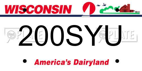 200SYU Wisconsin License Plate