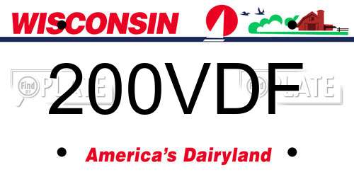 200VDF Wisconsin License Plate