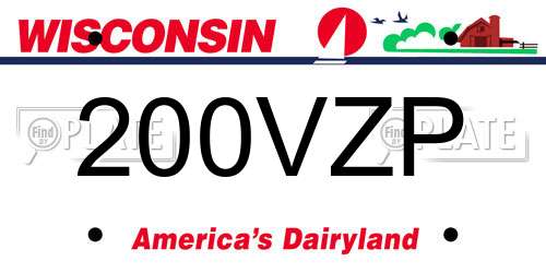 200VZP Wisconsin License Plate