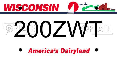 200ZWT Wisconsin License Plate