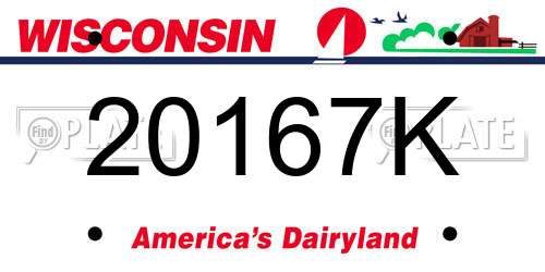 20167K Wisconsin License Plate