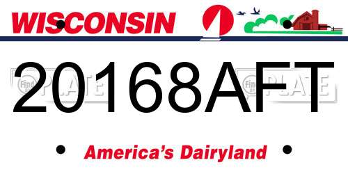 20168AFT Wisconsin License Plate