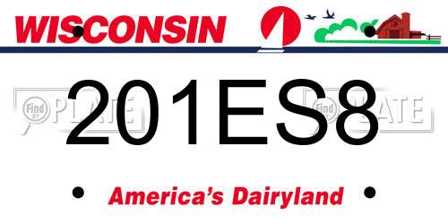 201ES8 Wisconsin License Plate