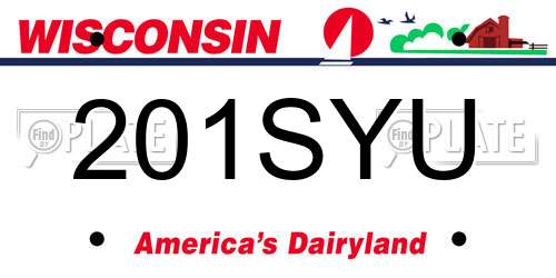 201SYU Wisconsin License Plate